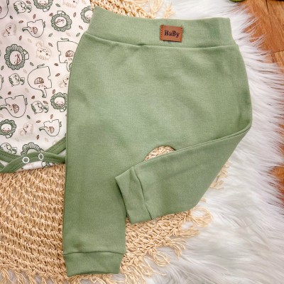 Conj. de Malha 3 peças - Leãozinho com Jubinha e Safari - Verde e Off White